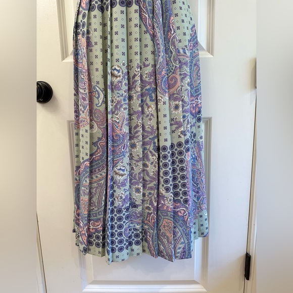 Leslie Fay Patchwork Print Dress Vintage Belted Pleated Skirt Women’s Size 10 - Picture 5 of 12